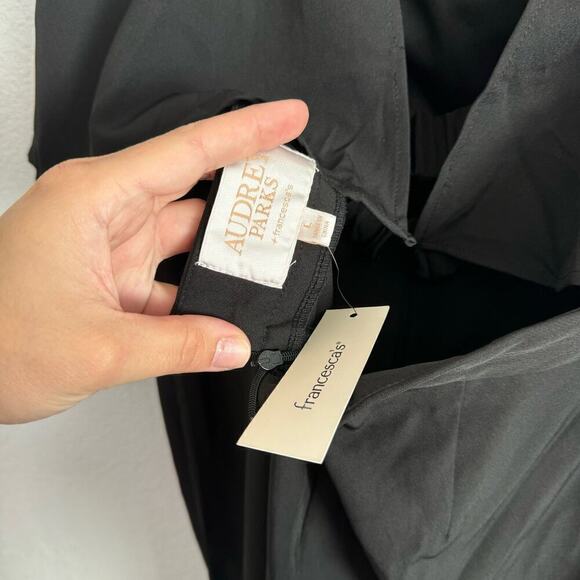 NEW NWT Francesca’s Luciana Strapless Elastic Back Wide Leg Jumpsuit Black L - Picture 12 of 13